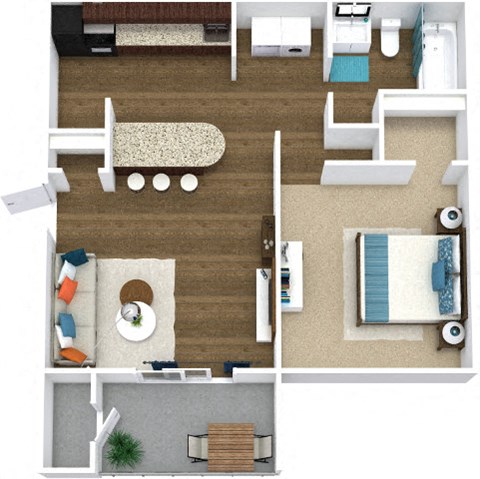 a floor plan of a one bedroom apartment  at Avenues of Kennesaw East & West, Georgia, 30144